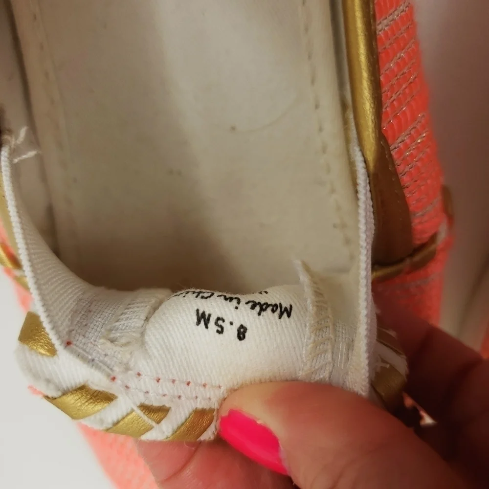 Jack Rogers coral/orange and gold slipons sz 8.5 - Picture 6 of 7